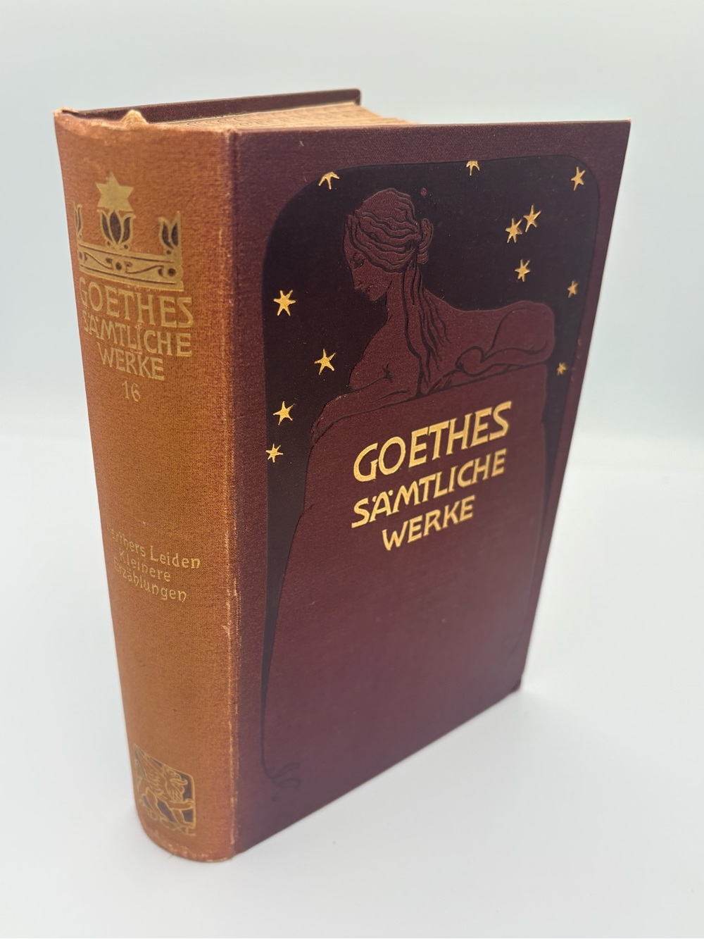 Antique 1910 Goethes Sämtliche Werke Hardcover Book - Burgundy with Gold Accents - Picture 5 of 9